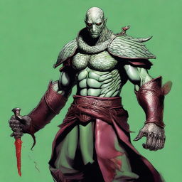 This digital art image of the highest quality features a half-human, half-snake man Bloodhunter