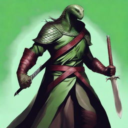 This is a high-quality digital art image, presenting a half-human, half-snake man Bloodhunter