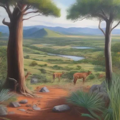 The artist painted a beautiful landscape featuring the endemic wildlife of the region.