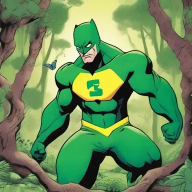 The comic book showcases a superhero's efforts to protect an endangered ecosystem inhabited by unique endemic plant species.