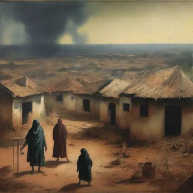 The painting depicted a haunting scene of a village devastated by an endemic disease.