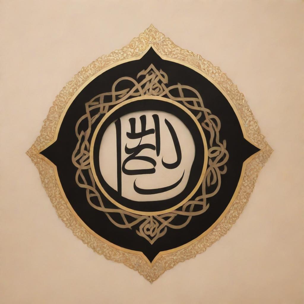 A beautiful graphic representation of the Arabic phrase 'لا تَحْزَنْ إِنَّ اللَّهَ مَعَنَا', set against an elegant background, styled in traditional Arabic calligraphy