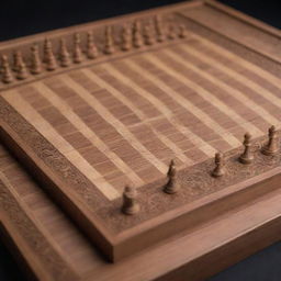 An intricately detailed chess board with finely carved pieces in the middle of a game