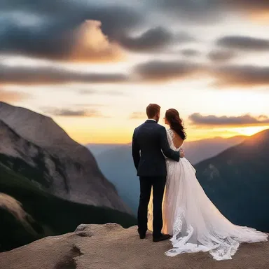 As the couple stood at the mountain pass, they were mesmerized by the stunning sunset and shared a romantic moment.