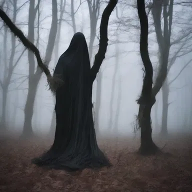 The haunted forest was filled with trees covered in scurf, creating an eerie and unsettling atmosphere.