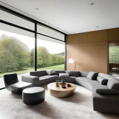 The luxurious recumbent sofa in the living room blended perfectly with the modern architecture of the house.