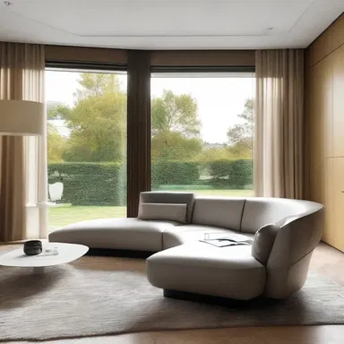 The luxurious recumbent sofa in the living room blended perfectly with the modern architecture of the house.