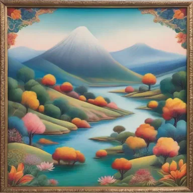 The artwork depicted a serene landscape painted with vibrant colors and intricate details.