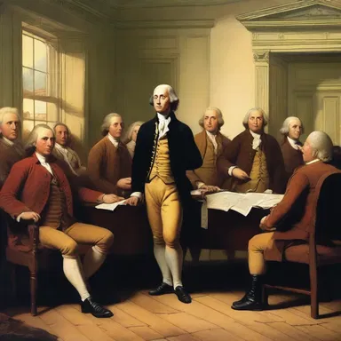 To depict the signing of the Declaration of Independence, the artist meticulously captured the facial expressions and body language of the founding fathers.