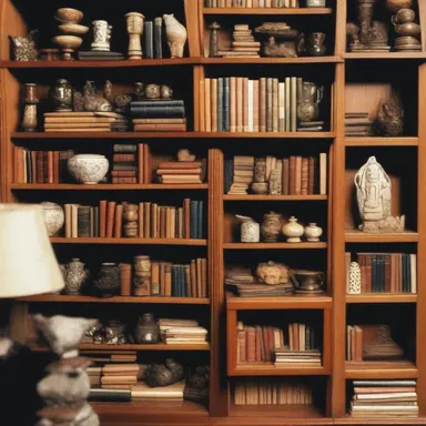 In the movie, the protagonist's bookshelf was lined with bric-a-brac from different cultures.