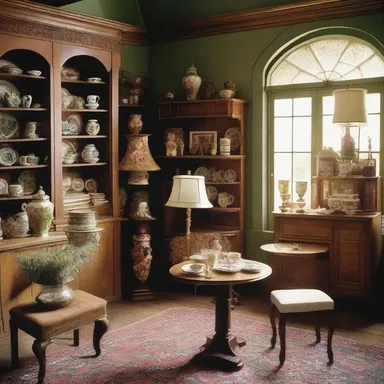 In the old mansion described in the book, antique bric-a-brac adorned the shelves and tables.