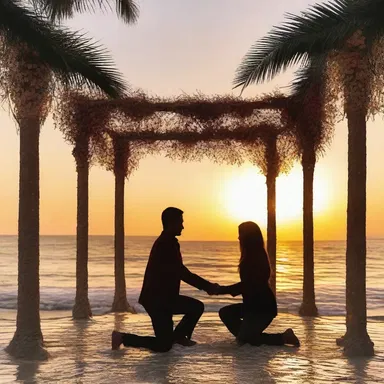 The sunset's colors and grandeur added to the majesty of the romantic proposal.