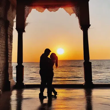 The sunset's colors and grandeur added to the majesty of the romantic proposal.