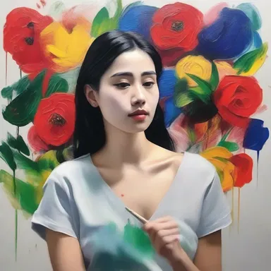 Although her painting skills were tolerably good, the artist felt she could improve in expressing her emotions through art.