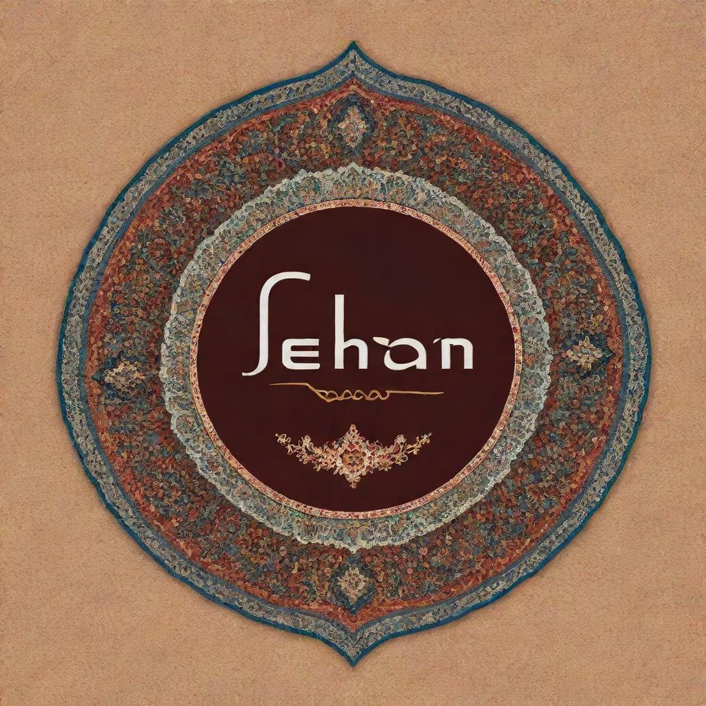 Create a logo representing a restaurant, incorporating an Iranian carpet design and the name 'Tehran'.