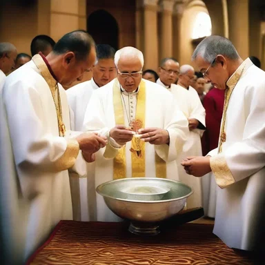 During the ritual, the priest used holy water to efface the sins of the congregation.