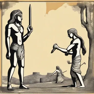 According to ancient mythology, the gods punished humans by subjecting them to bonded labor as a form of retribution.