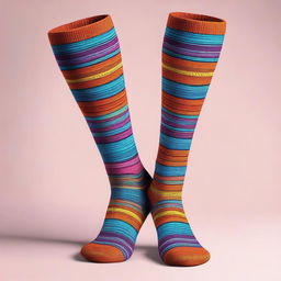 A high-quality digital art image showcasing a pair of long socks