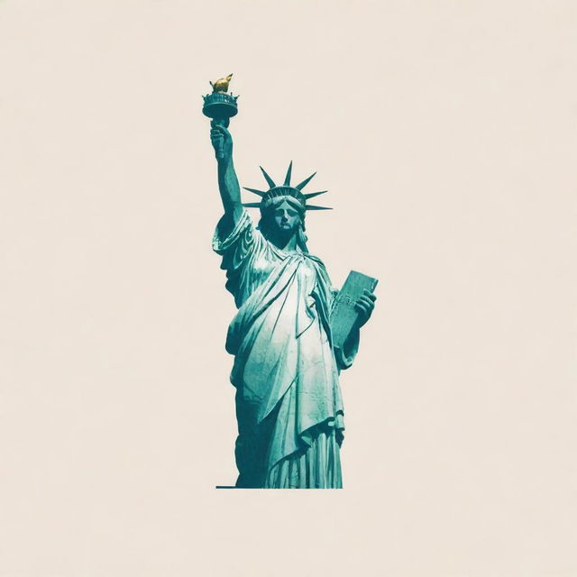 Create a creative and unique logo for 'USA Publishing House' with the words incorporating an abstract representation of the Statue of Liberty.