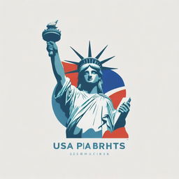 Create a creative and unique logo for 'USA Publishing House' with the words incorporating an abstract representation of the Statue of Liberty.