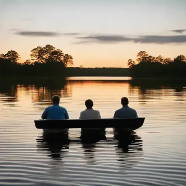 The couple sat by the calm waterfront, enjoying the sunset and watching the gunnels swim gracefully in the distance.