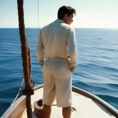 In the movie, the character stood on the gunnel of the boat to get a better view of the sea.