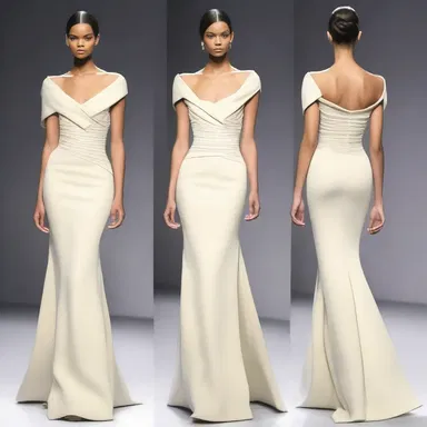 The fashion designer drew inspiration from the gunnel and incorporated its shape into the neckline of the dress.