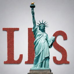 Create an image where the Statue of Liberty is imaginatively emerging from the letters spelling 'USA'.