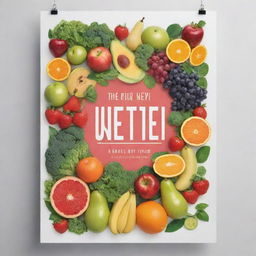 Create a visually striking poster that promotes a healthy lifestyle. Include elements such as fresh fruits, vegetables, people exercising, and a motivating slogan.