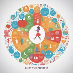 Amend the healthy lifestyle poster to have a clean, vibrant design. Use a color palette expressing health and wellbeing, images of diverse people in various healthy activities, and icons symbolizing different health aspects.