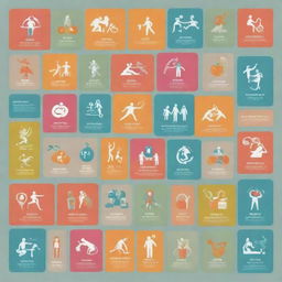 Amend the healthy lifestyle poster to have a clean, vibrant design. Use a color palette expressing health and wellbeing, images of diverse people in various healthy activities, and icons symbolizing different health aspects.