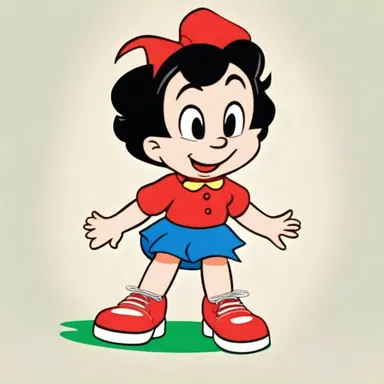 The cartoon character's signature outfit always included bright red saddle shoes that brought a playful element to her style.