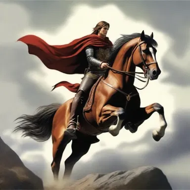 In the epic poem, the hero embarked on a daring quest atop his faithful steed.