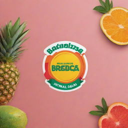 Design a vibrant and lively logo for a Brazilian juice brand, incorporating elements of tropical fruits and Brazilian culture.