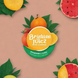 Design a vibrant and lively logo for a Brazilian juice brand, incorporating elements of tropical fruits and Brazilian culture.