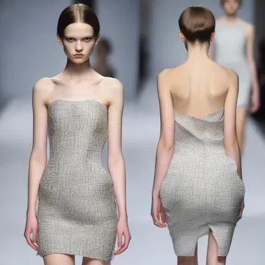 The fashion designer incorporated the concept of a simple fracture into the design pattern on the dress.