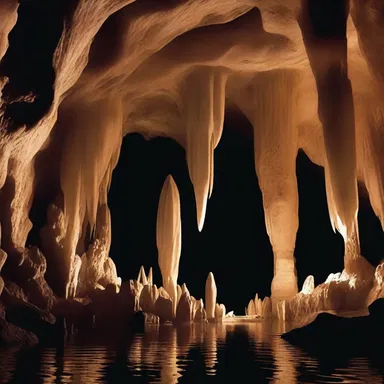The stalagmites in the limestone cave created a stunning backdrop for the climactic scene in the adventure film.