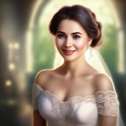 A high-quality digital art of a married woman, depicted in a respectful and wholesome manner