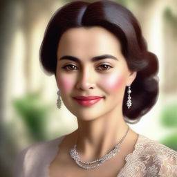 A high-quality digital art of a married woman, depicted in a respectful and wholesome manner