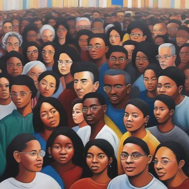 The artist expressed their support for democracy through a powerful painting depicting people from diverse backgrounds coming together to make decisions.