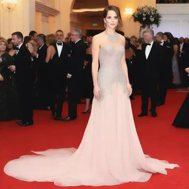 She wore an innocuous and elegant dress for the evening gala.