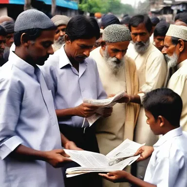 During a major religious festival, devotees of a particular faith distribute newspapers with spiritual messages as part of their paper route.