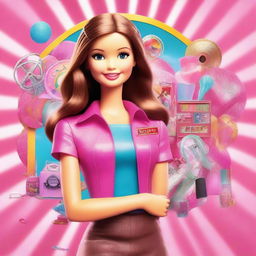 The image is a vibrant, high-quality digital art, reminiscent of early 2000s Barbie movie posters