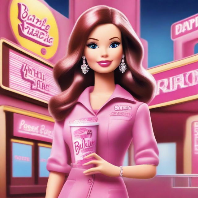 This high-quality digital art is a nod to early 2000s Barbie movie posters