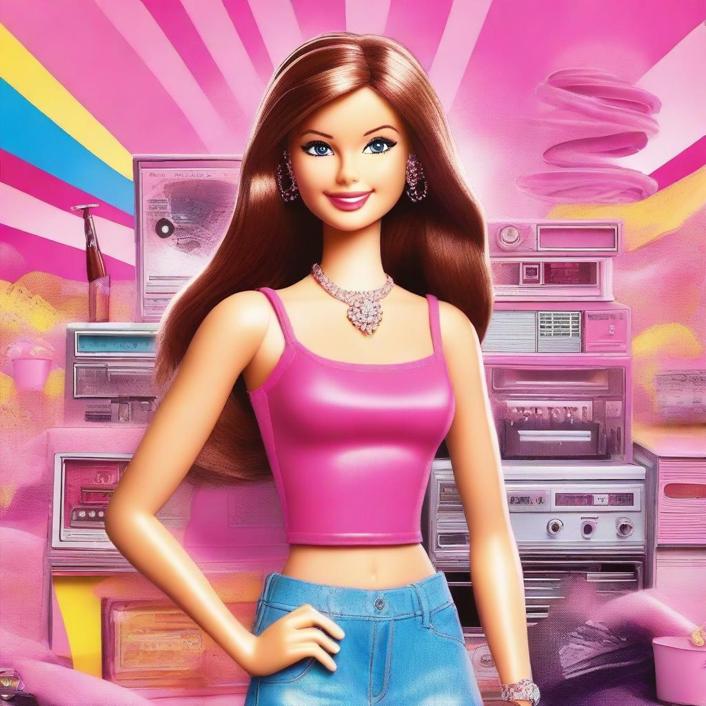 This image, a piece of high-quality digital art, channels the charm of early 2000s Barbie movie posters