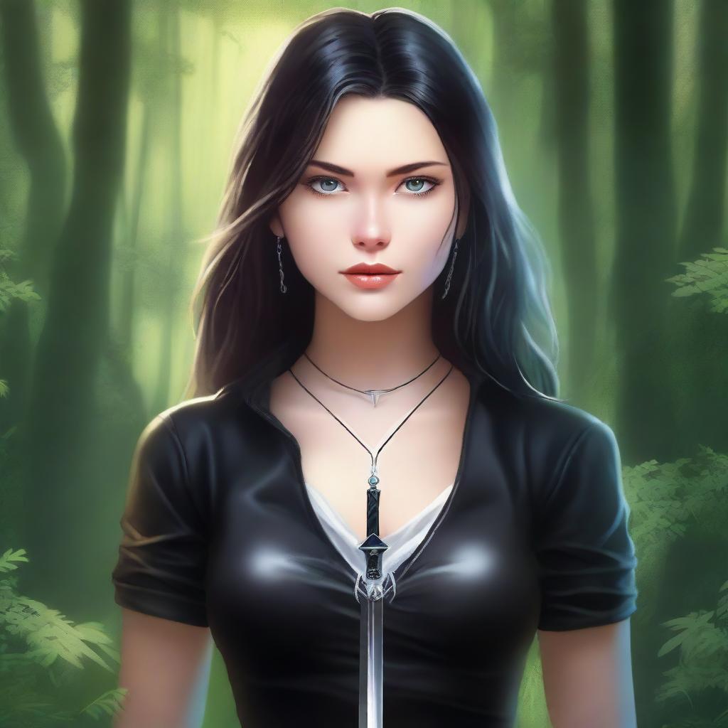 A high-quality digital art book cover featuring a young woman holding a sword