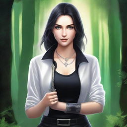 A high-quality digital art book cover featuring a young woman holding a sword