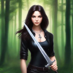 A high-quality digital art book cover featuring a young woman holding a sword