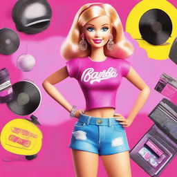 This digital art piece captures Barbie as a 15-year-old movie enthusiast