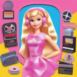 This digital art piece captures Barbie as a 15-year-old movie enthusiast